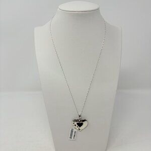 Shop LC Black Onyx Heart Pendant with Chain 18in in Sterling Silver 5401